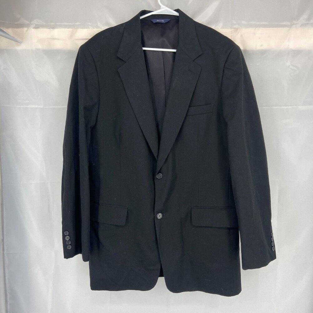 J Crew Men 42L Suit Jacket 2 Button Black Business Sport Coat VTG USA Union Made
